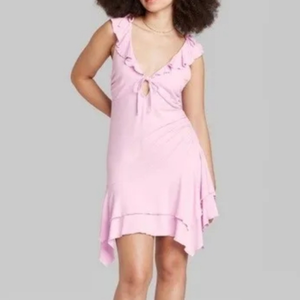 🎯nwt wild fable pink ruffle mini dress